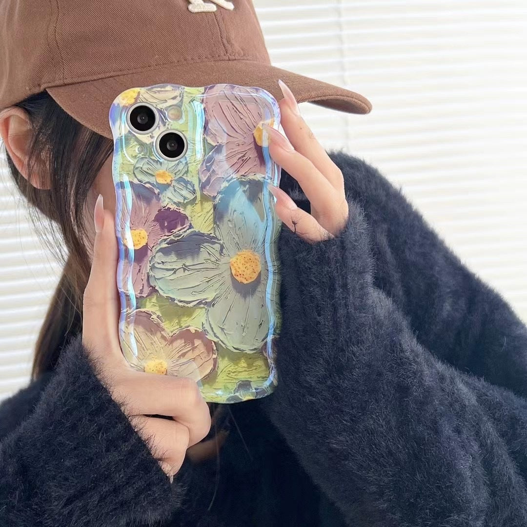 Retro Oil Painting Phone Case Blu-ray Flowers Shockproof Cases My Store