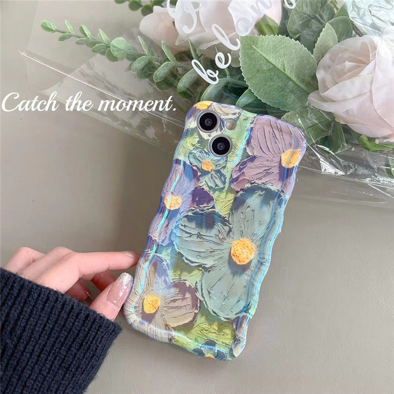 Retro Oil Painting Phone Case Blu-ray Flowers Shockproof Cases My Store