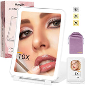 Illuminate Your Beauty: 10X/1X Rechargeable Lighted Makeup Mirror with 80 LED & Dimmable Lighting - Perfect for Travel!