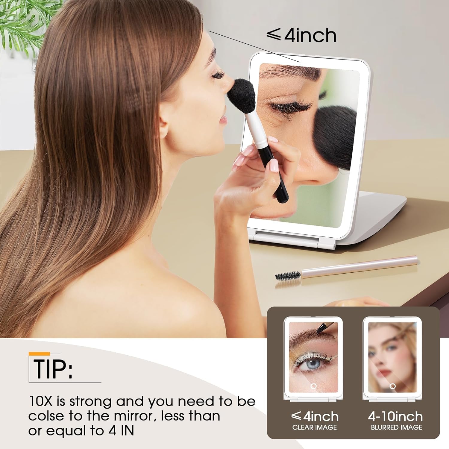 Illuminate Your Beauty: 10X/1X Rechargeable Lighted Makeup Mirror with 80 LED & Dimmable Lighting - Perfect for Travel!
