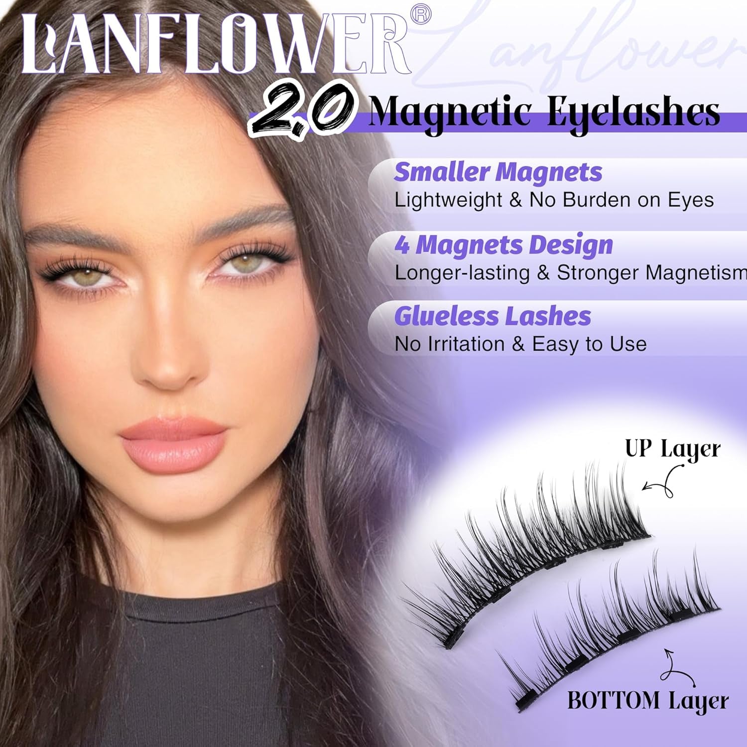 Magnetic Eyelashes with Applicator Reusable Magnetic Lashes No Glue Needed Magnetic Eyelashes without Eyeliner Cat Eye Natural Look Magnetic Eyelashes Magnetic Lashes by