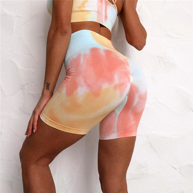 2PCS Tie Dye Crop Bra Shorts Workout Outfit My Store