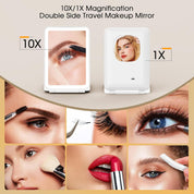 Illuminate Your Beauty: 10X/1X Rechargeable Lighted Makeup Mirror with 80 LED & Dimmable Lighting - Perfect for Travel!
