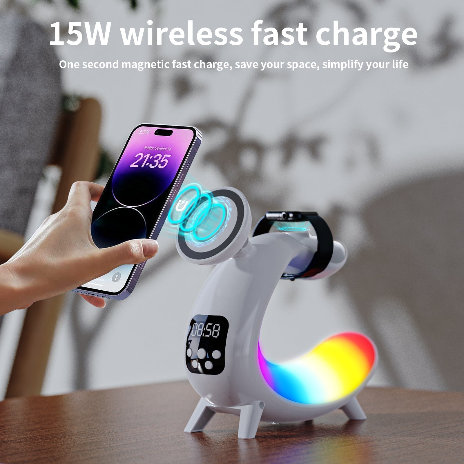 Liuyi Multi-function Wireless Charging Bedside Table Lamp My Store