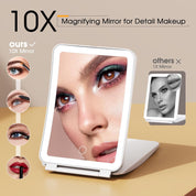 Illuminate Your Beauty: 10X/1X Rechargeable Lighted Makeup Mirror with 80 LED & Dimmable Lighting - Perfect for Travel!