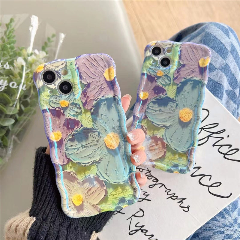 Retro Oil Painting Phone Case Blu-ray Flowers Shockproof Cases My Store