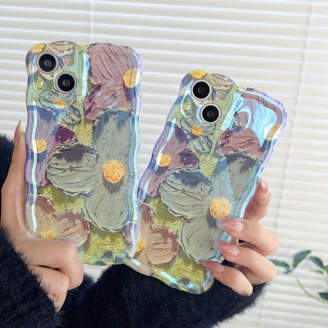 Retro Oil Painting Phone Case Blu-ray Flowers Shockproof Cases My Store