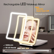 Illuminate Your Beauty: 10X/1X Rechargeable Lighted Makeup Mirror with 80 LED & Dimmable Lighting - Perfect for Travel!