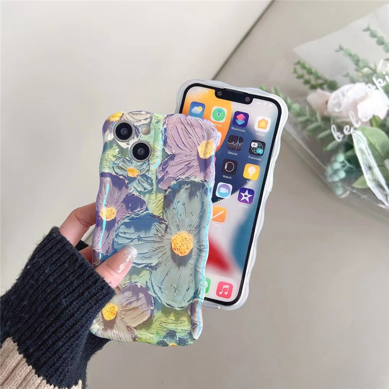 Retro Oil Painting Phone Case Blu-ray Flowers Shockproof Cases My Store
