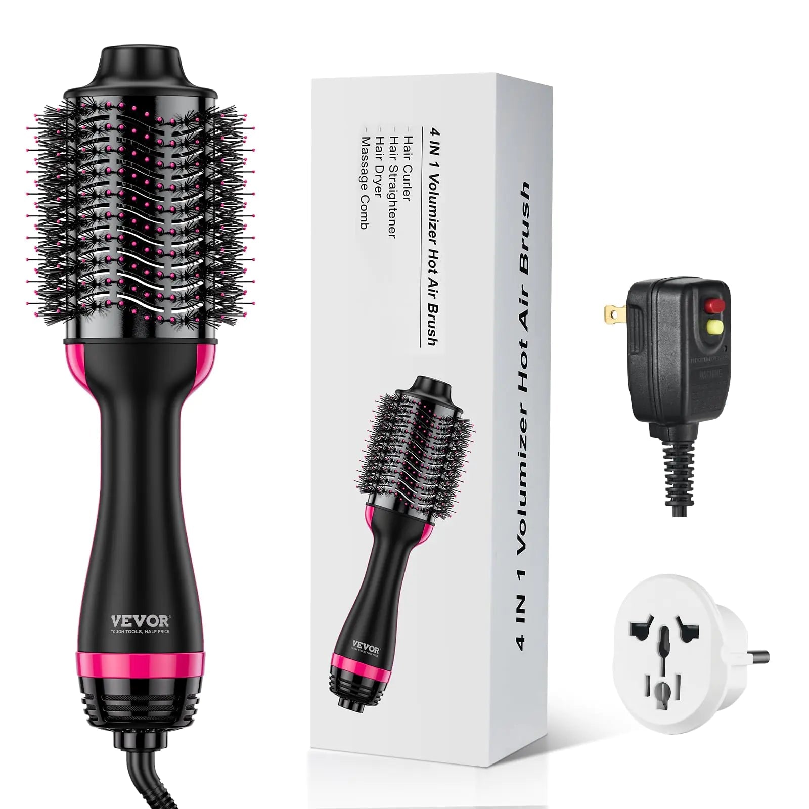 240V Hair Dryer and Styler Volumizer with Negative Ion Ceramic Titanium Barrel 75MM Oval Shape Less Frizz & Heat Damage Hot Air Brush for European Travel Thenewnow.shop